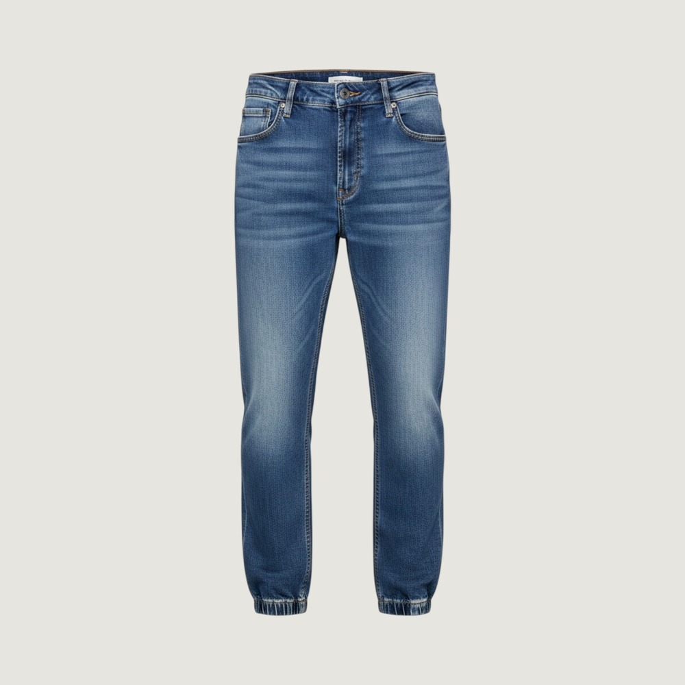 Kancan Womens High Rise Denim Joggers Medium Wash Raw Hem‎ Size 3/25